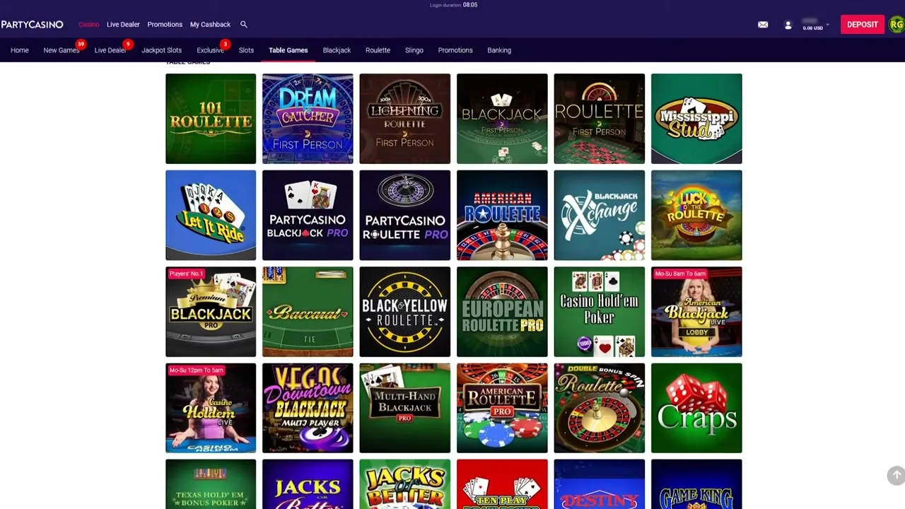 PartyCasino: jugabilidad